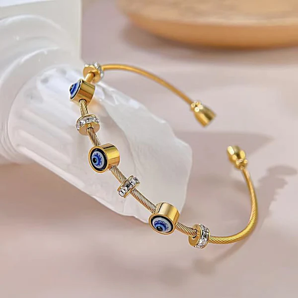 Gold Plated Stainless Steel Anti Tarnish Evil eye bracelet
