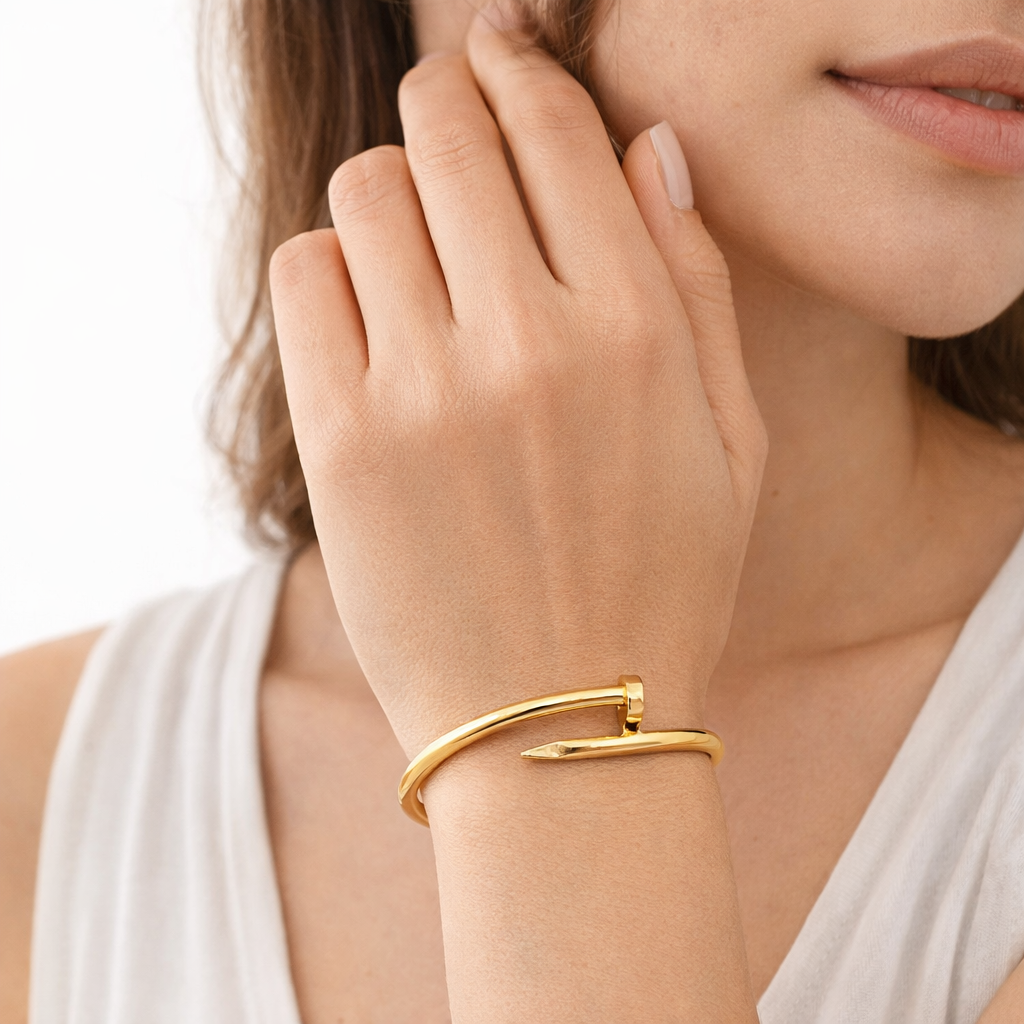 Gold Plated Stainless Steel Anti Tarnish Nail bracelet