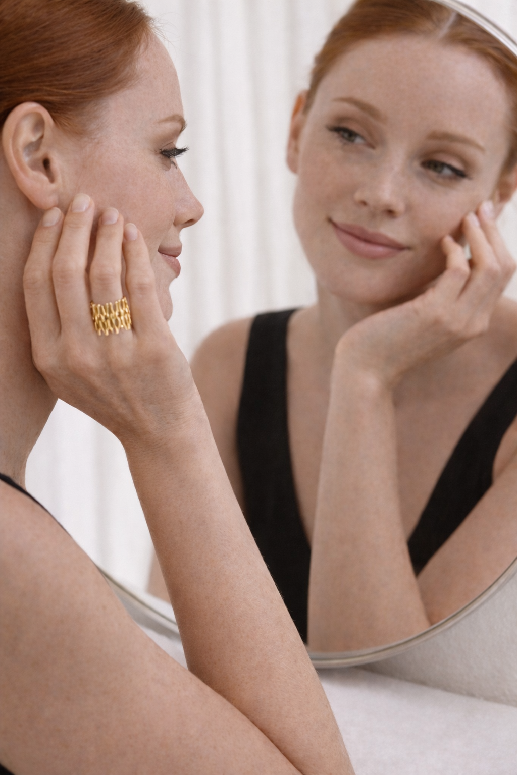 Gold Plated Anti Tarnish Stainless Steel Ripple Ring