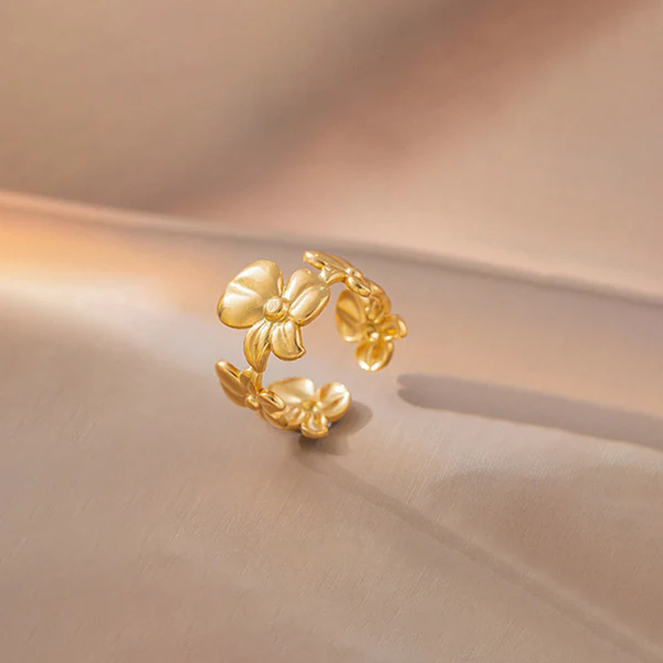 Gold Plated Anti Tarnish Stainless Steel Blossom Band Ring