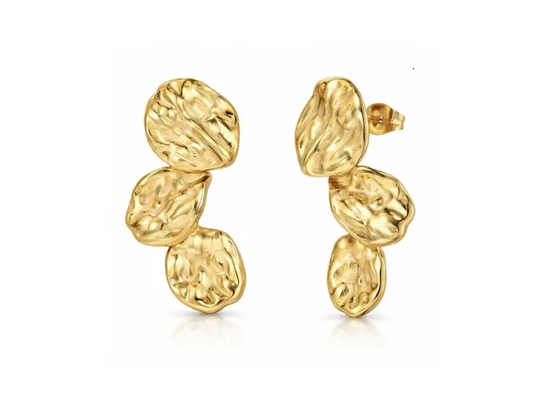 18k Gold Plated Anti Tarnish Molten Cascade Earrings