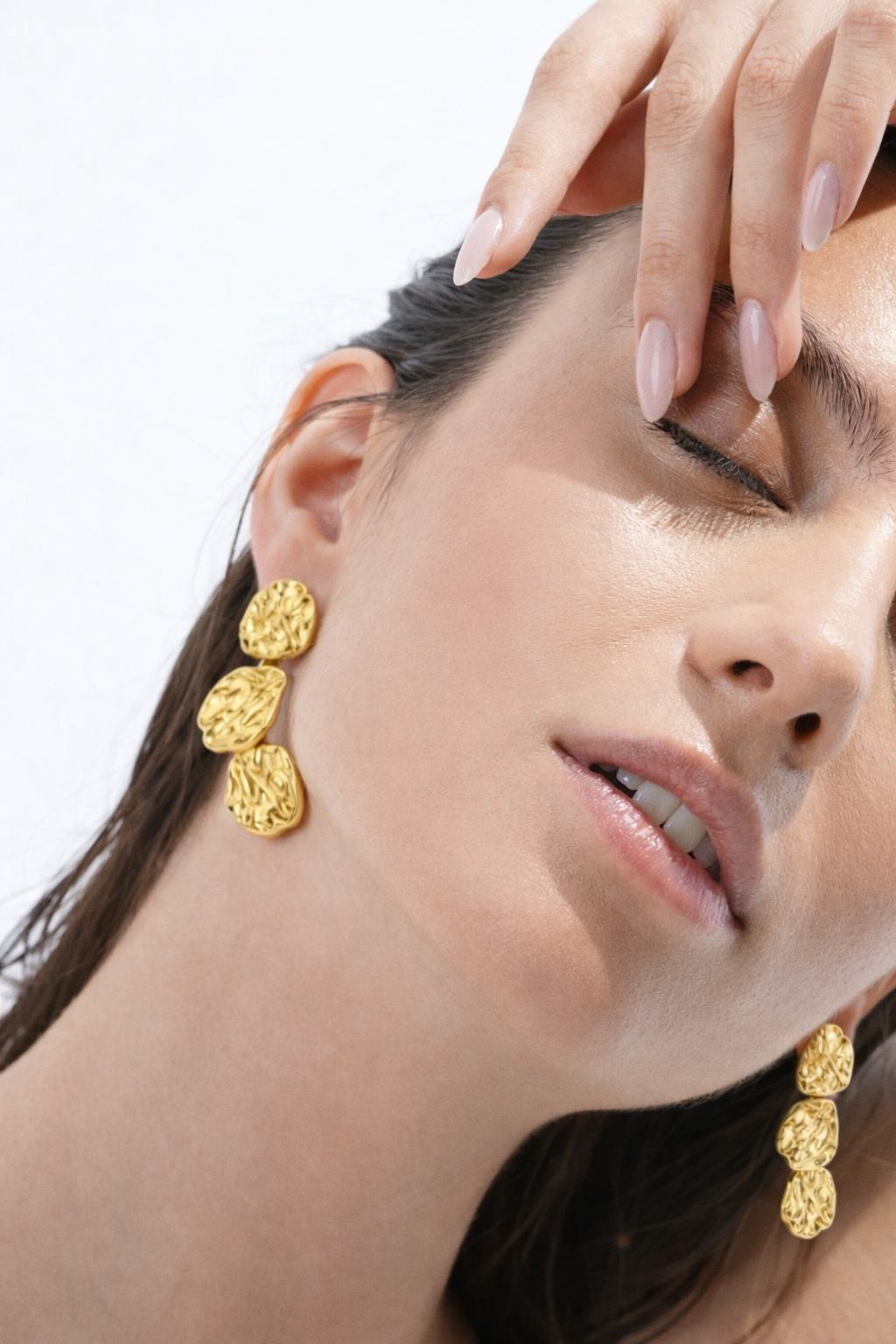 18k Gold Plated Anti Tarnish Molten Cascade Earrings
