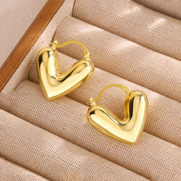 18k Gold Plated Anti Tarnish Heart Glow Earrings