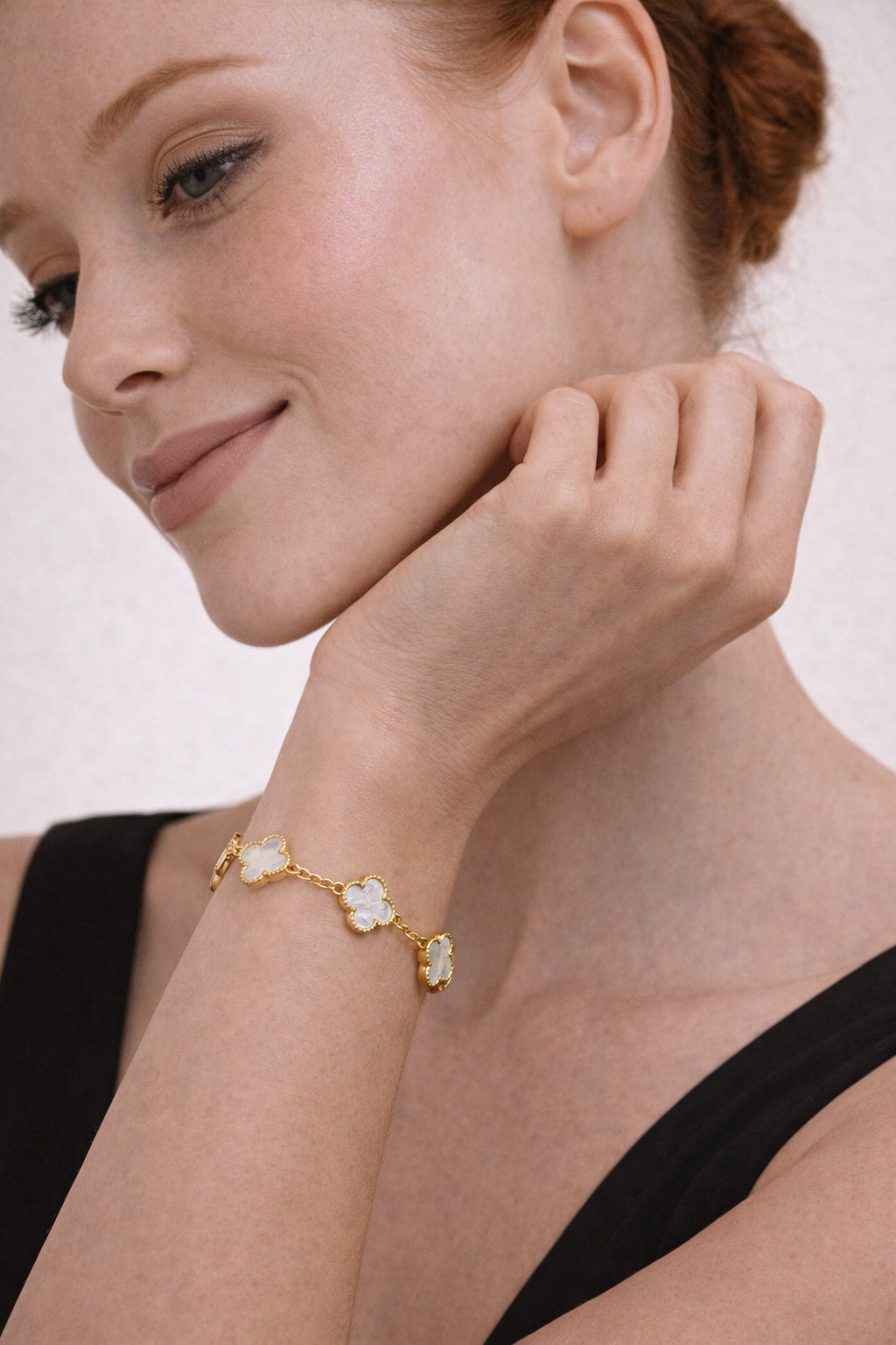 Gold Plated Stainless Steel Anti Tarnish Clover Bracelet