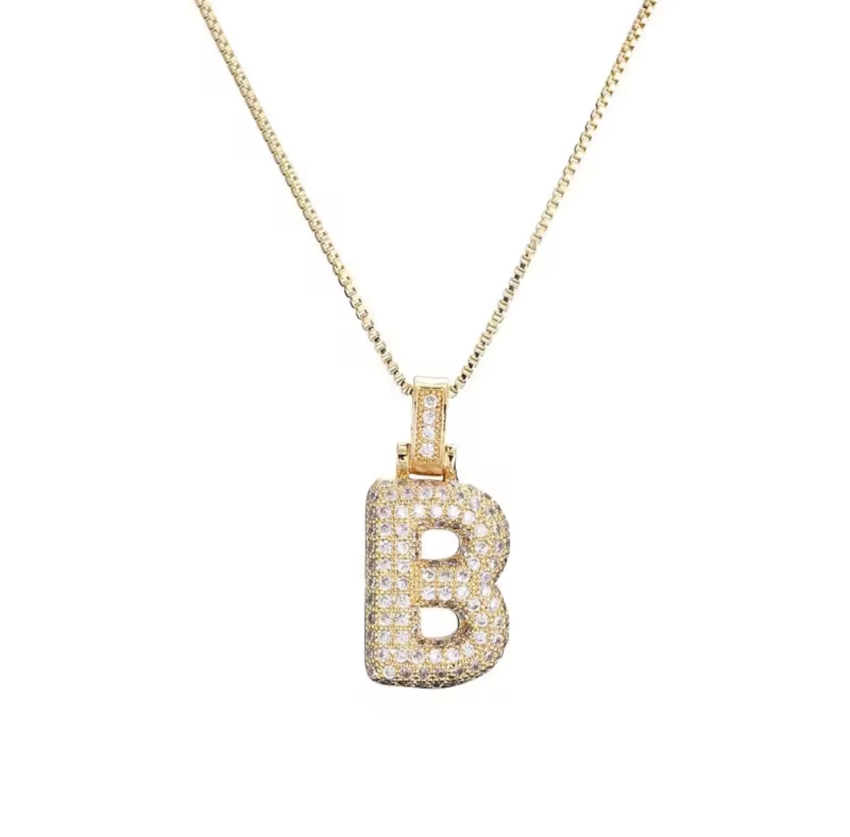 Gold Plated Anti Tarnish Stainless Steel Alphabetical necklace - B