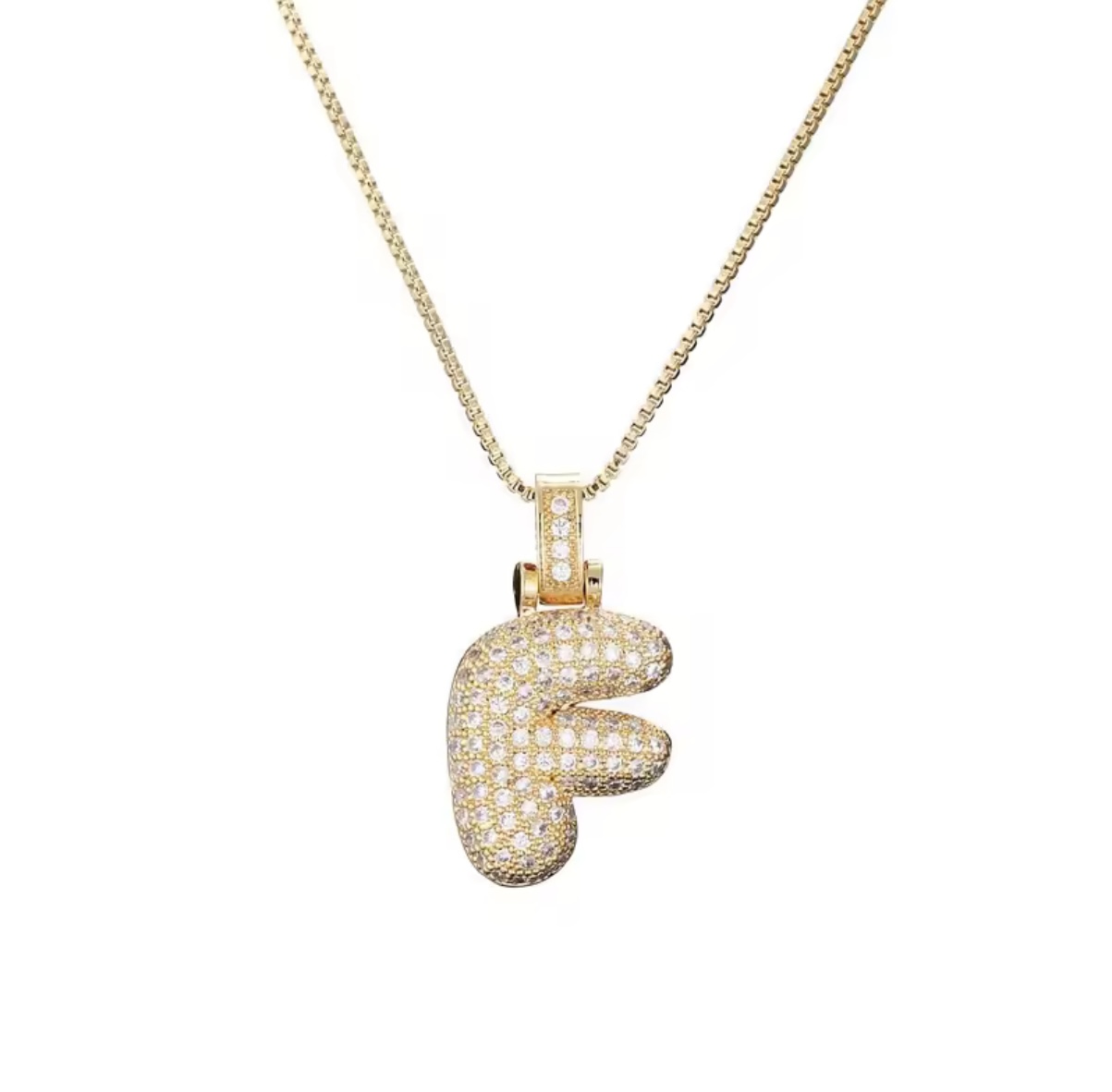 Gold Plated Anti Tarnish Stainless Steel Alphabetical necklace - F