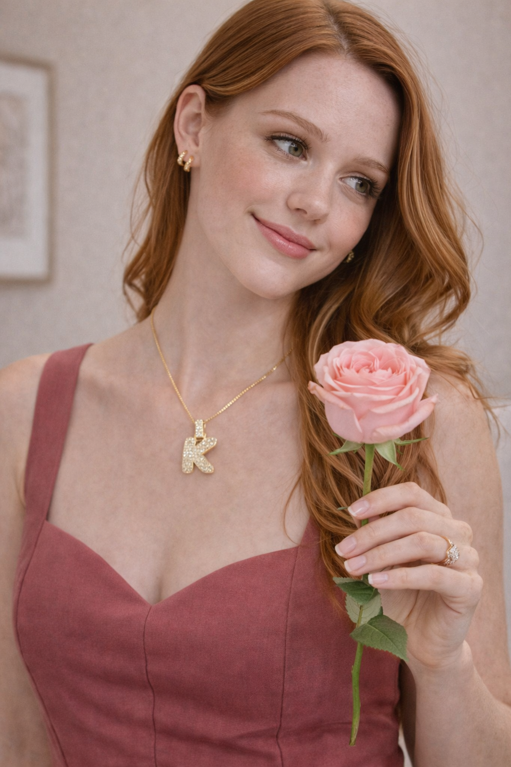 Gold Plated Anti Tarnish Stainless Steel Alphabetical necklace - K