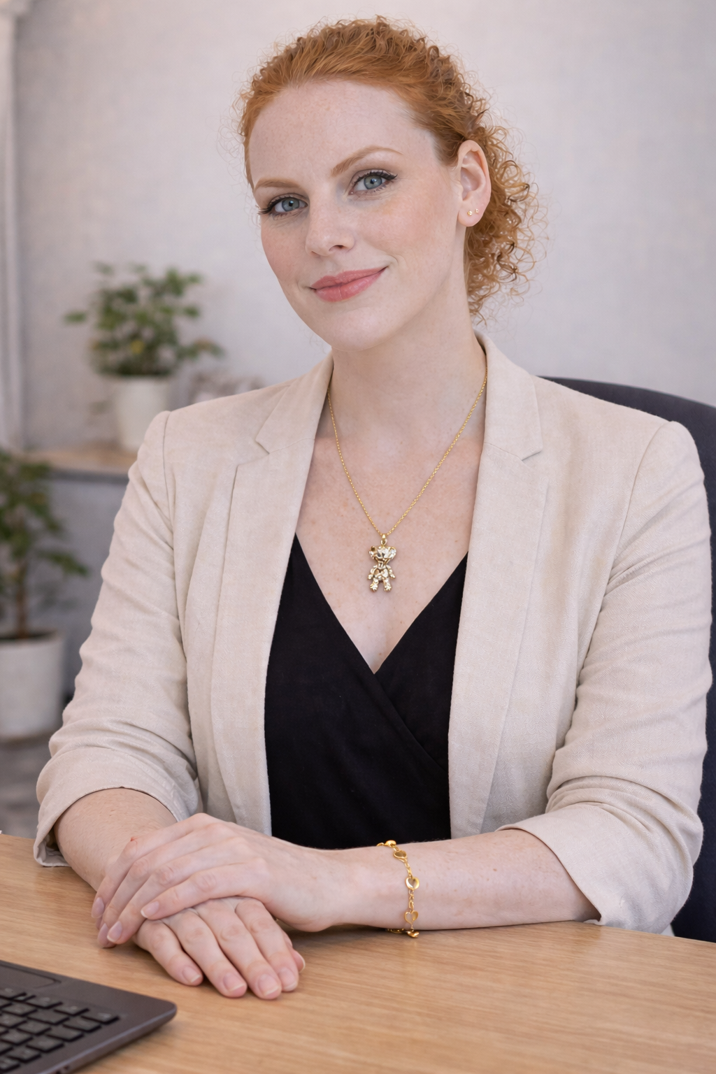 Gold Plated Anti Tarnish Stainless Steel Crystal Teddy Necklace