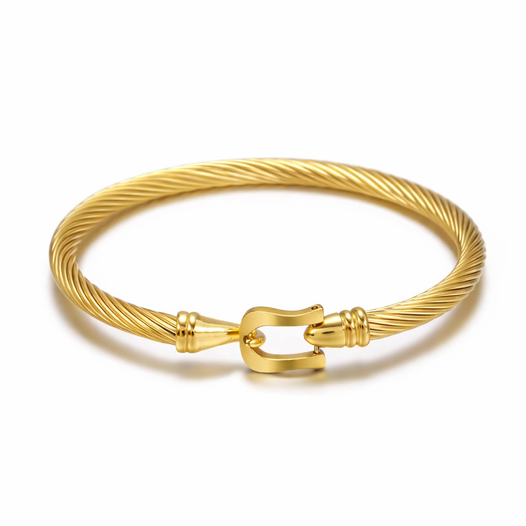Gold Plated Anti Tarnish Stainless Steel Twisted Cable Bangle