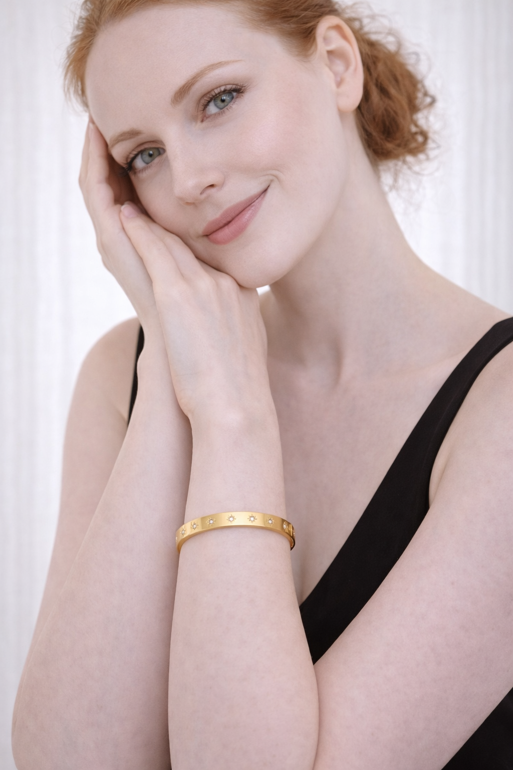 Gold Plated Anti Tarnish Stainless Steel Celestial Star Bangle