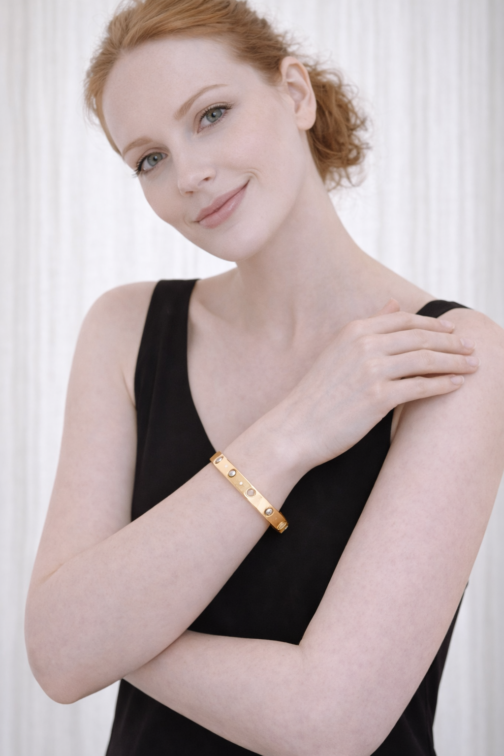 Gold Plated Anti Tarnish Stainless Steel Heart Spark Bangle