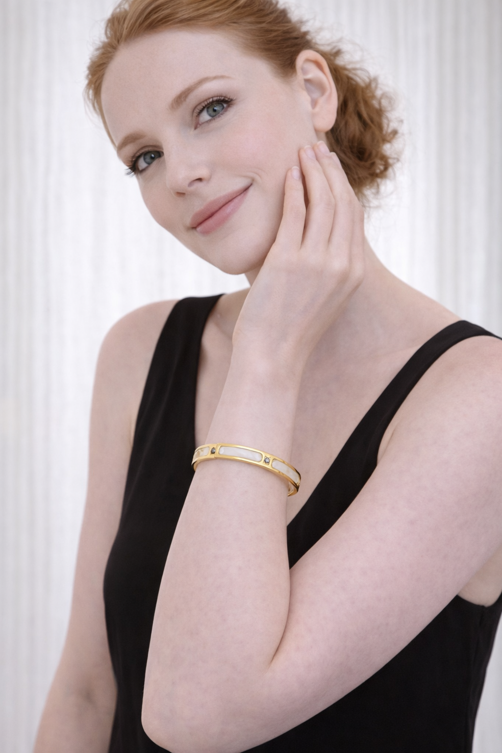 Gold Plated Anti Tarnish Stainless Steel Mother Pearl Bangle