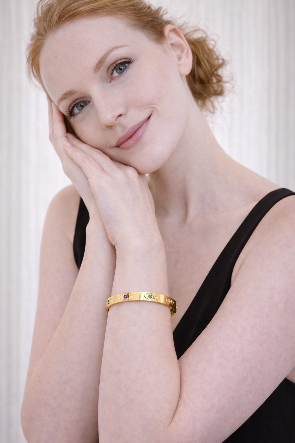 Gold Plated Anti Tarnish Stainless Steel Multicolor Evil Eye Bangle