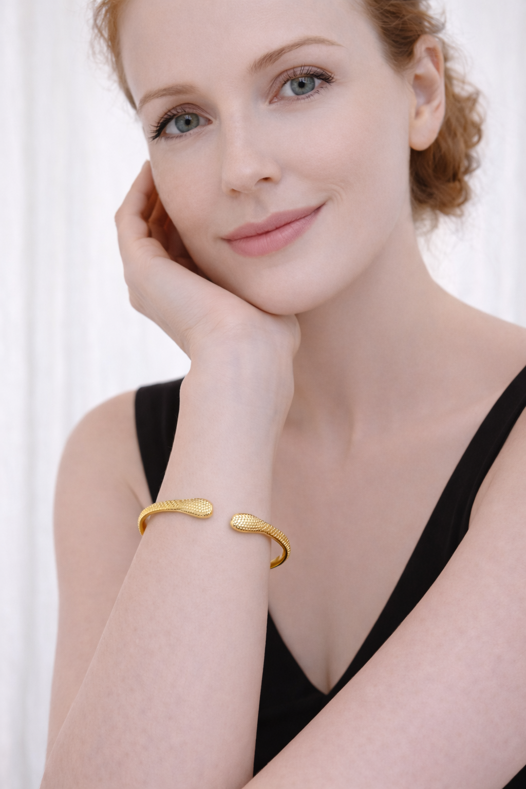 Gold Plated Anti Tarnish Stainless Steel Serpent Textured Bangle