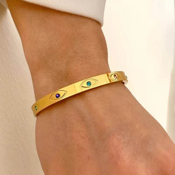Gold Plated Stainless Steel Anti Tarnish Multicolor Bracelet