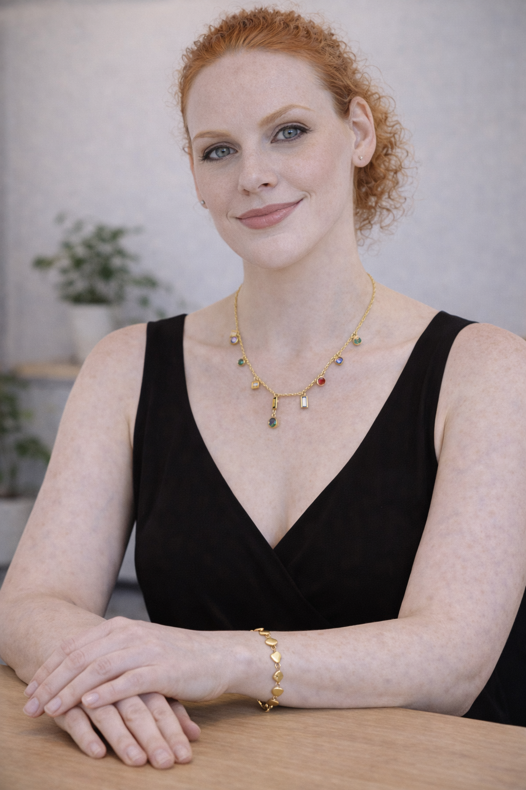 Gold Plated Anti Tarnish Stainless Steel Multi-Charm Necklace