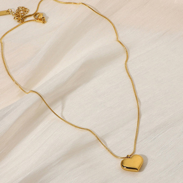 Gold Plated Anti Tarnish Stainless Steel Minimal Heart Necklace