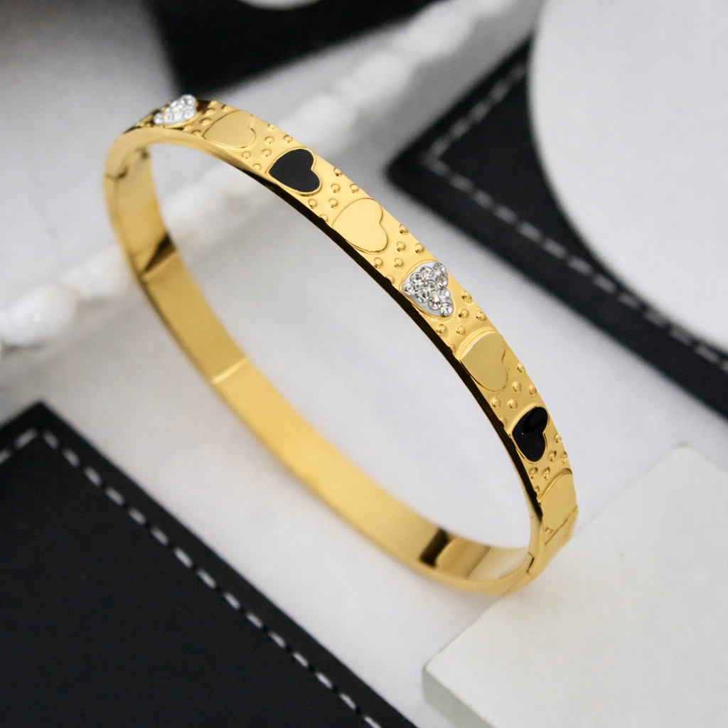 Gold Plated Anti Tarnish Heart Spark Luxe Bangle