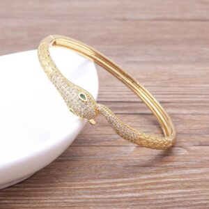 Gold Plated Anti Tarnish Serpent Luxe Crystal Bangle