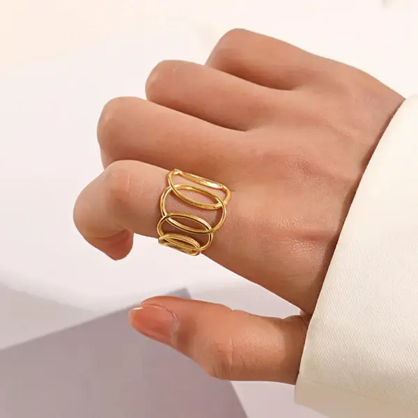 Gold Plated Anti Tarnish Wave Loop Ring
